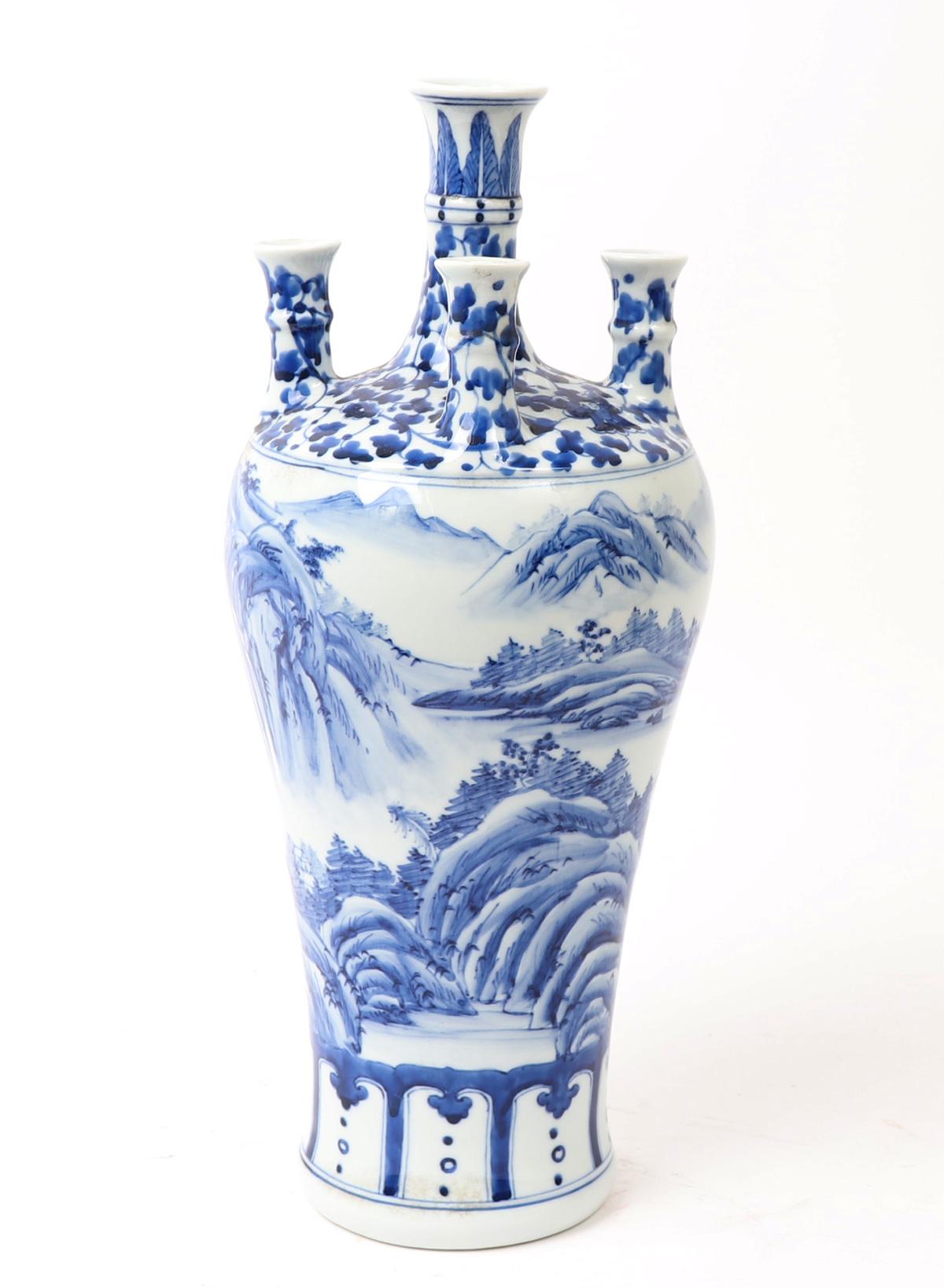Chinese Blue & White Five Spout Vase