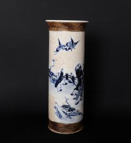 Chinese Cylindrical Crackle Glaze Vase