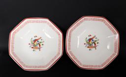 Pair of Chinese Octagonal Porcelain Phoenix Plates