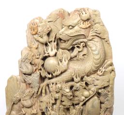 Enormous Chinese Carved Hardstone Dragon Empire