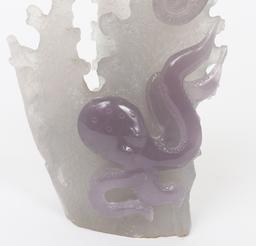 Chinese Rock Crystal Aquarium Decoration, Octopus & Seahorse