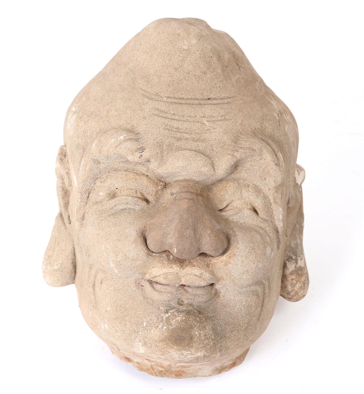 Rare Sandstone Luohan Head, probably Ming Dynasty