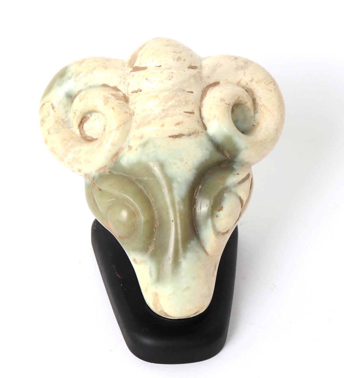 Decorative Hongshan Style Jade Rams Head