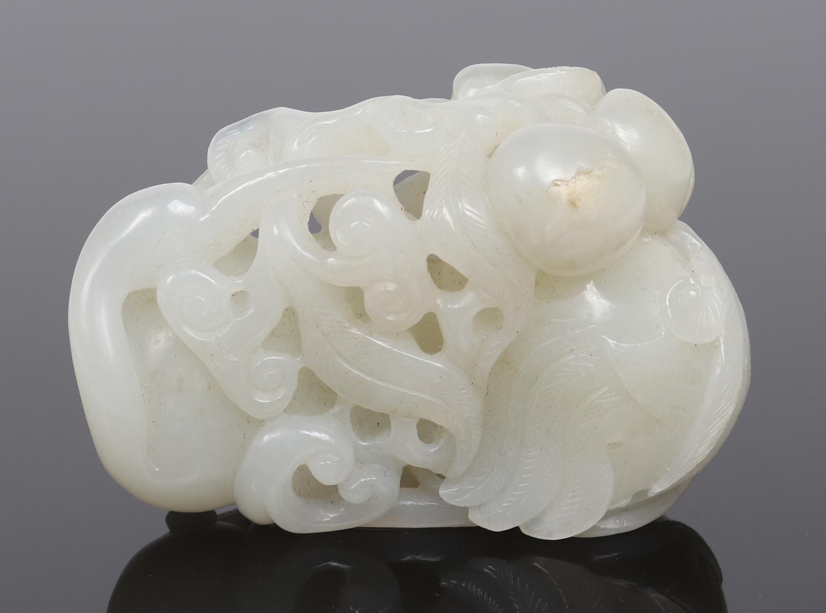 Chinese Pierced & Carved White Jade Crane, Qing Dynasty 1644-1912 CE