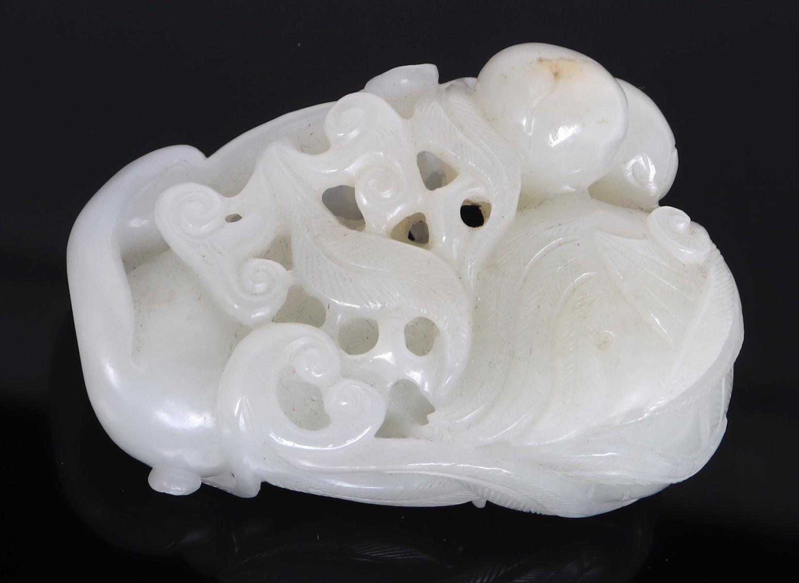 Chinese Pierced & Carved White Jade Crane, Qing Dynasty 1644-1912 CE