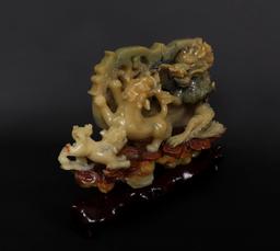 Jinqiao Jade Carving of Dragon & Double Lions, Republic Period