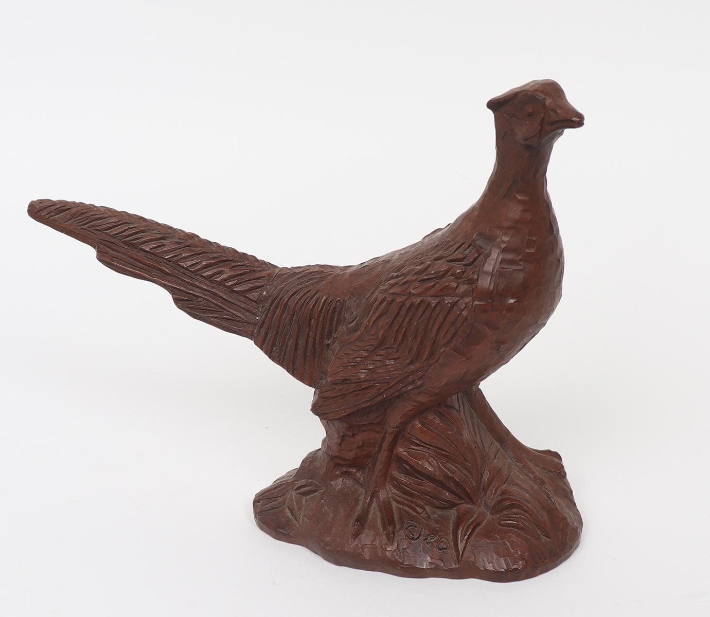 Chinese Wood Carved Pheasant Figure