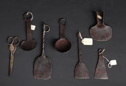 Assorted lot of Early Wrought Iron Tools, Circa 1800's