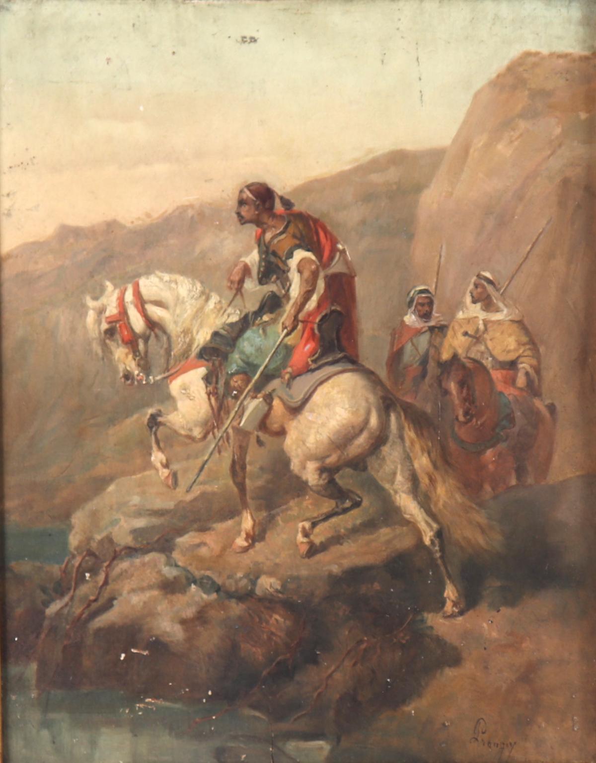 Orientalist Signed Emile Prangey (1832-1891) 'Arabs on Horses'