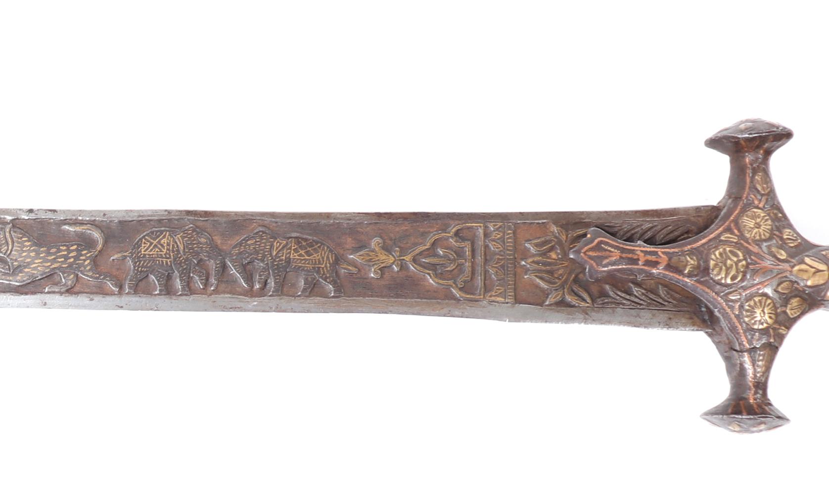 'The Hunt' Chiseled Tulwar Sword, 18th century