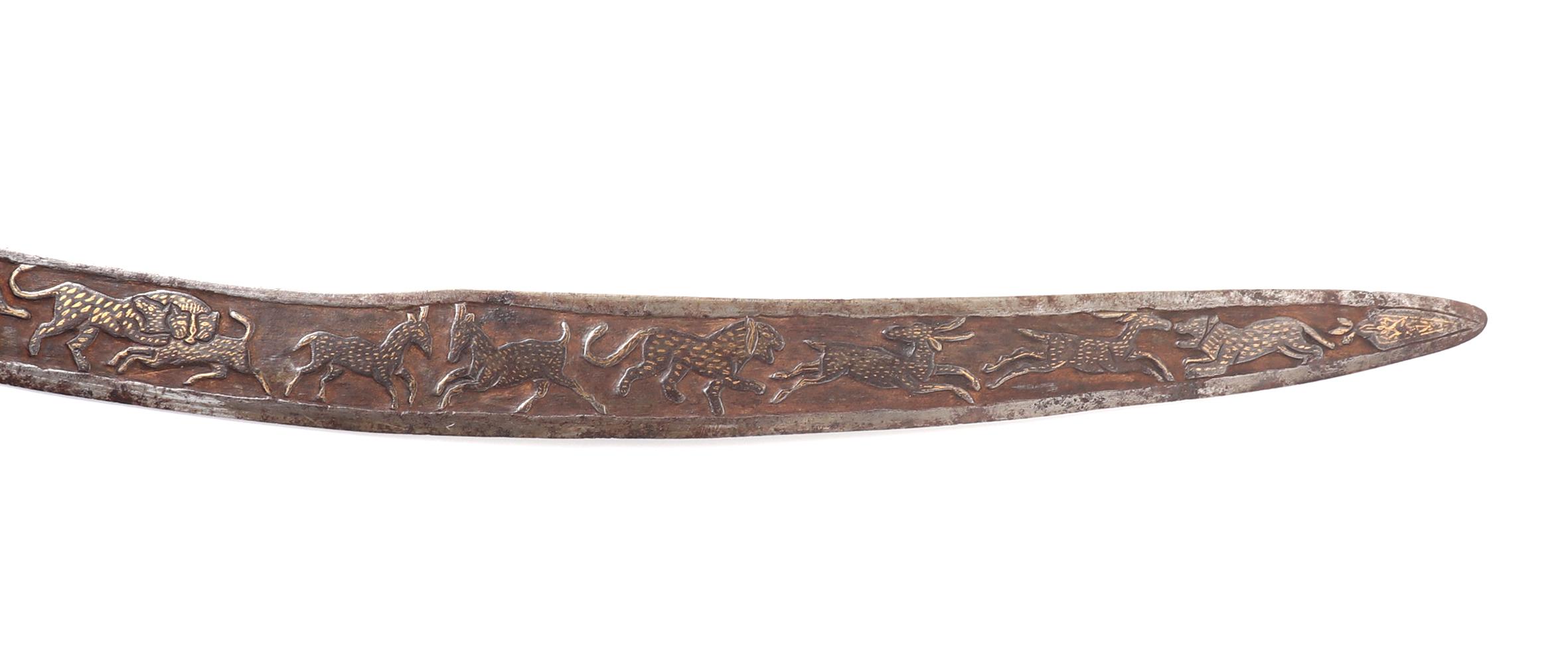 'The Hunt' Chiseled Tulwar Sword, 18th century