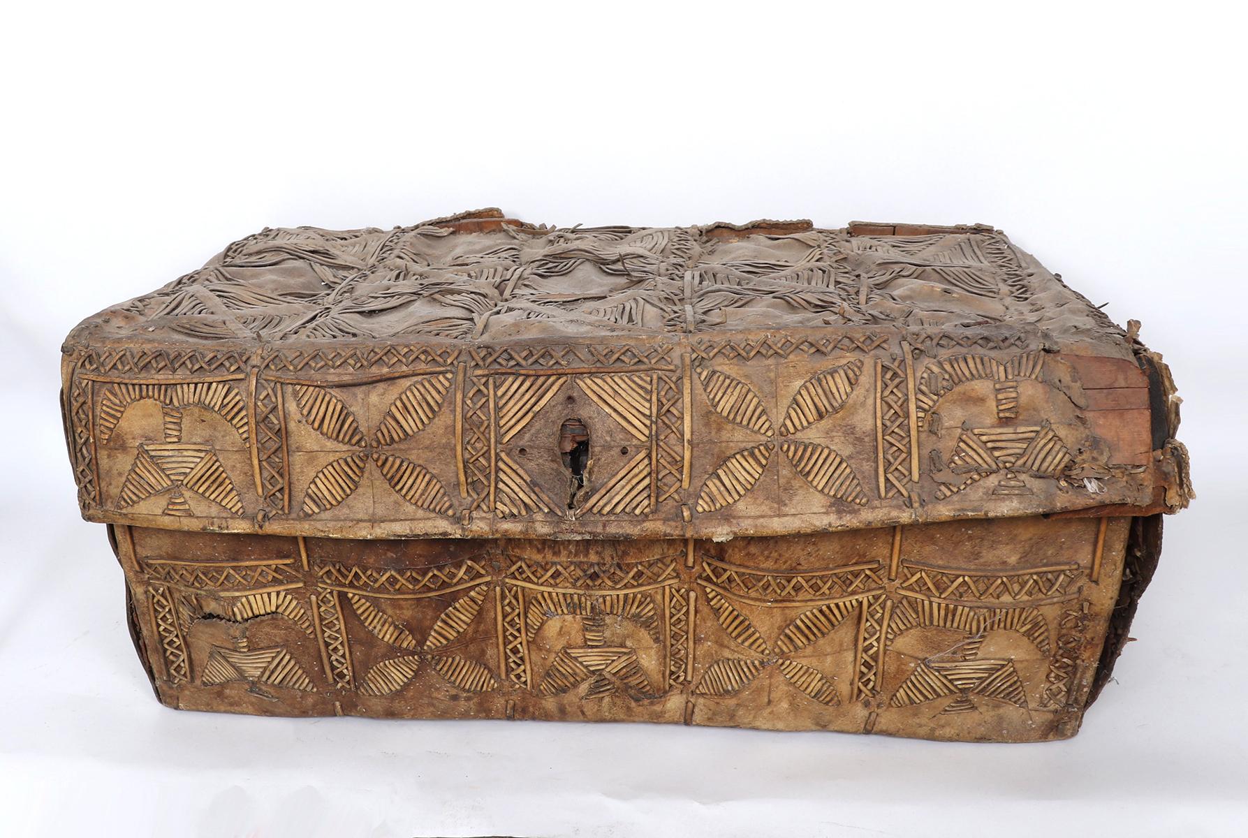 Spanish Colonial 'Petaca' Leather Traveling Chest, 18th C.