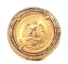 Mexican Gold "Dos Pesos" Coin Ring
