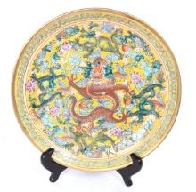 Famille Rose Chinese Porcelain Dragon Dish