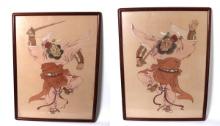 Pair of Large Zhong Kui Silk Paintings