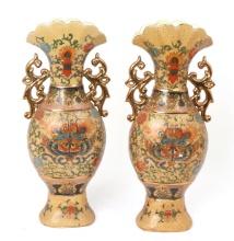 Beautiful Chinese Pair of Fluted Vases