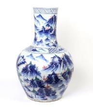 Large & Heavy Chinese Blue and White Porcelain Vase