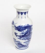 Chinese Blue & White Porcelain Dragon Vase