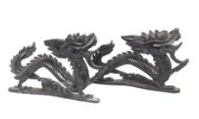 Pair of Chinese Hardstone Carved Dragons