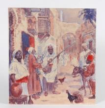 Orientalist Frans de Beul (1849-1919), Water Color Painting - Arab Market