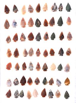 Wonderful Collection of 63 Miwok Tribe Arrowheads