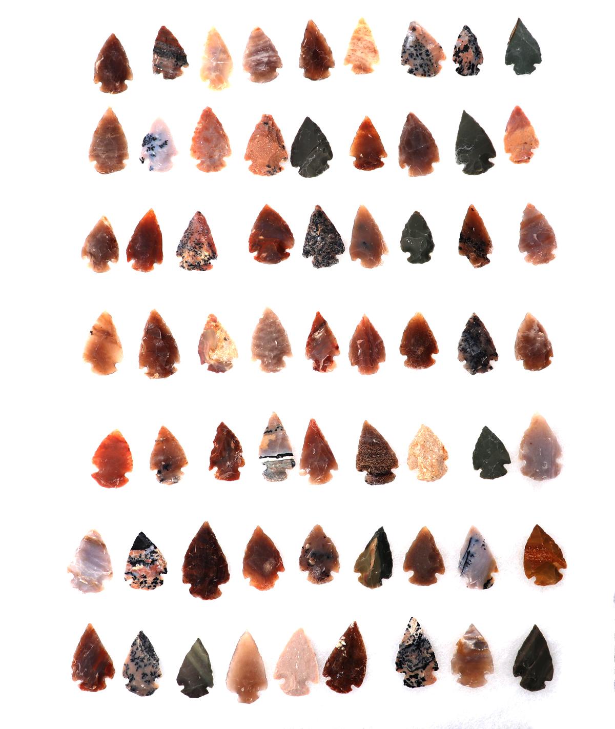 Wonderful Collection of 63 Miwok Tribe Arrowheads
