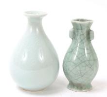 Two Chinese Porcelain Crackle Glazed Vases