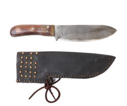 19th Century Hunting Knife with Leather Sheath