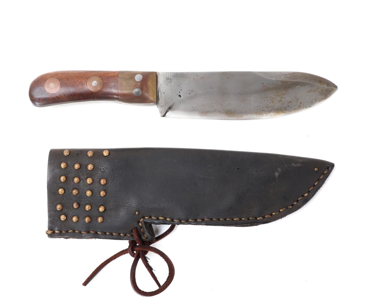 19th Century Hunting Knife with Leather Sheath