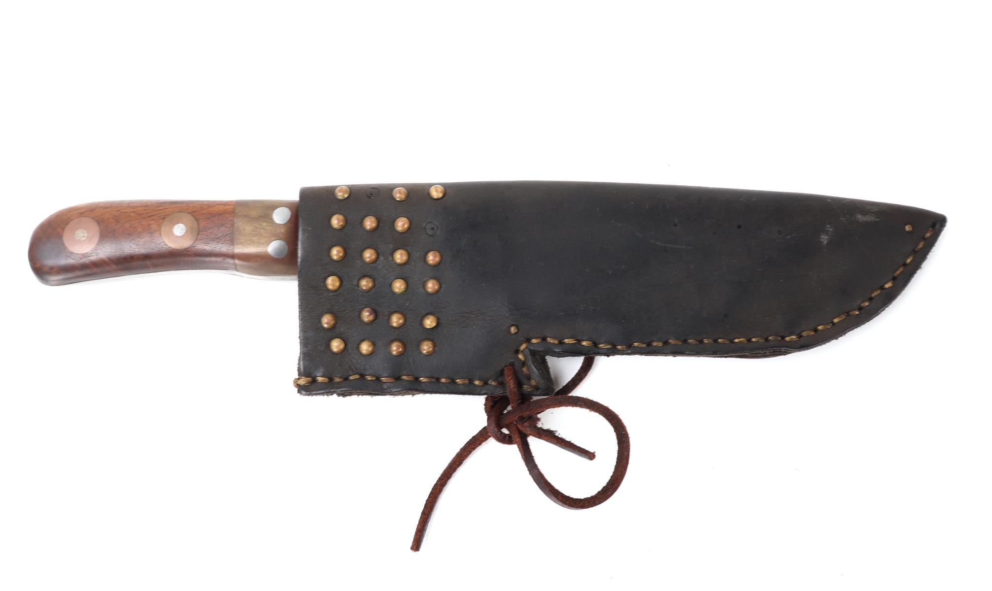 19th Century Hunting Knife with Leather Sheath