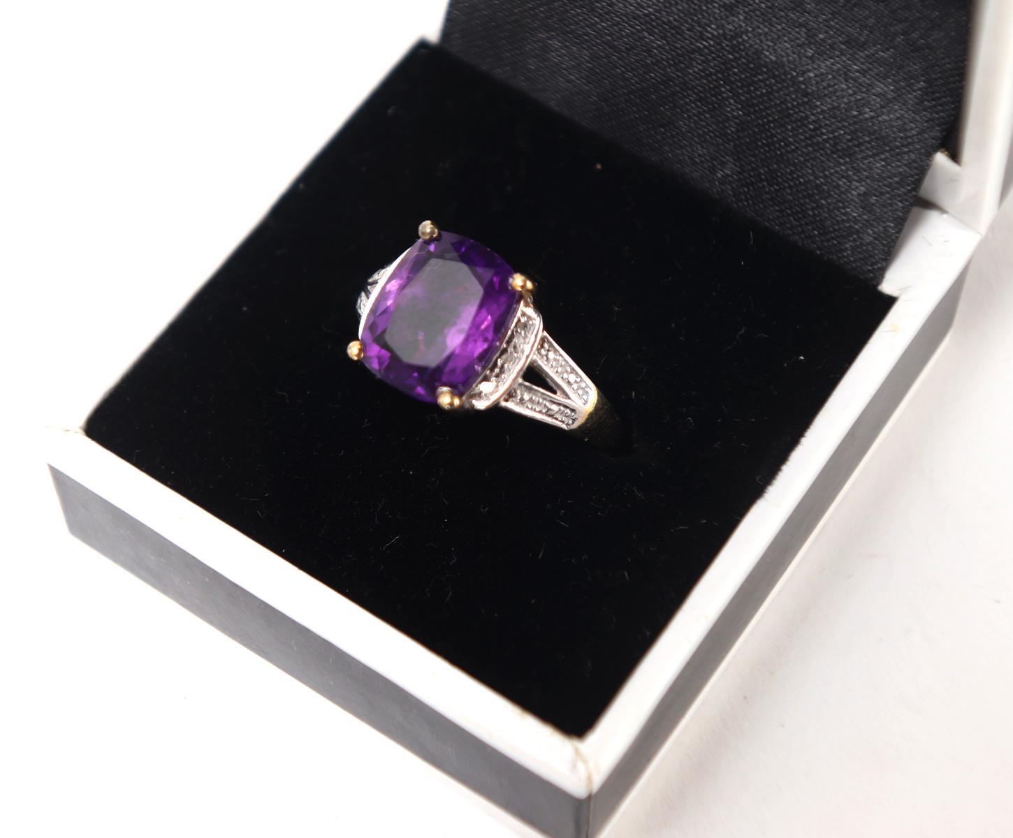 Gorgeous Amethyst Ring with Sterling Silver Band