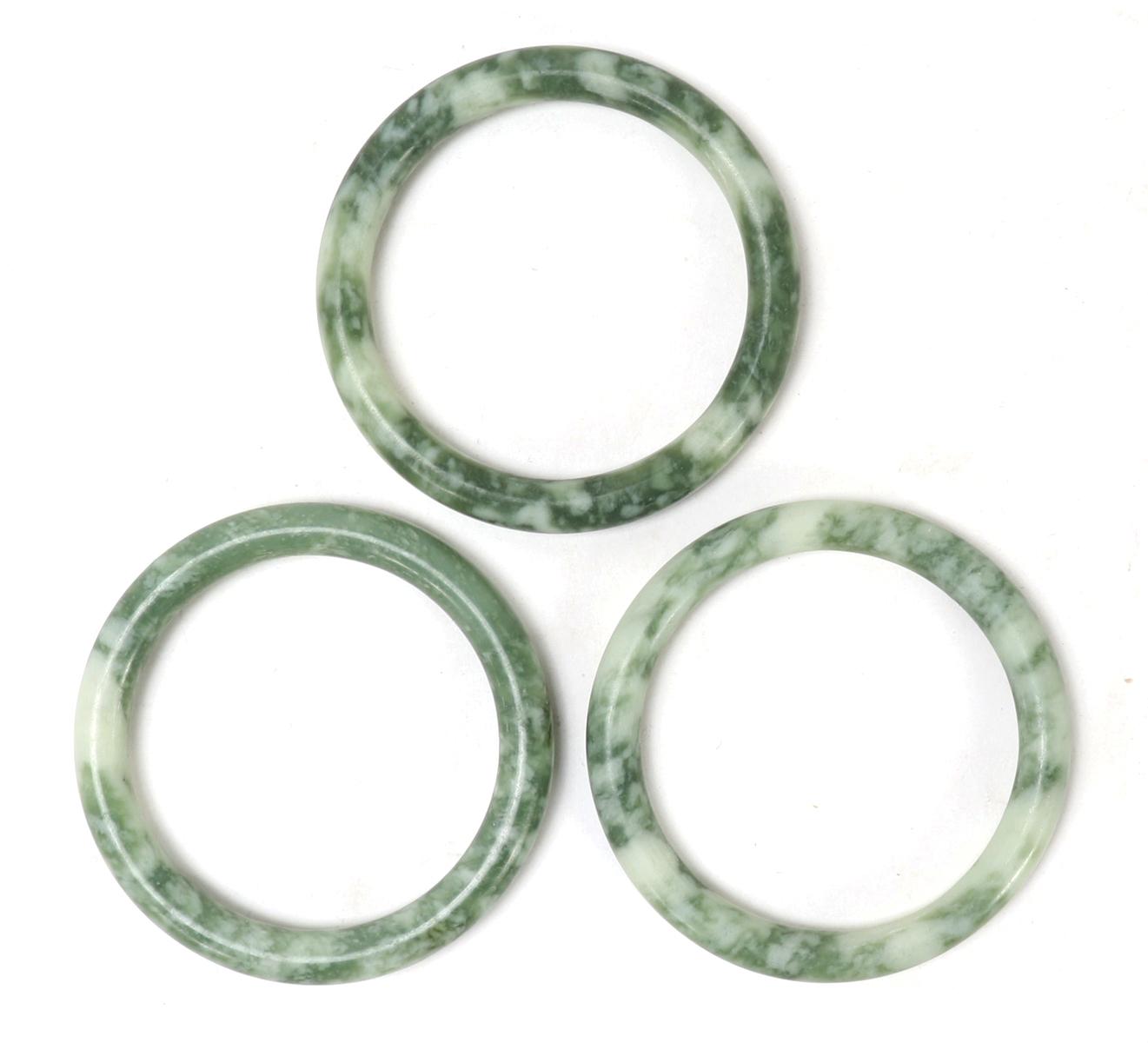 Trio of Chinese Marble Stone Bangles