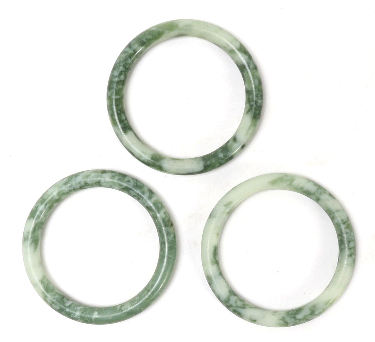 Trio of Chinese Marble Stone Bangles