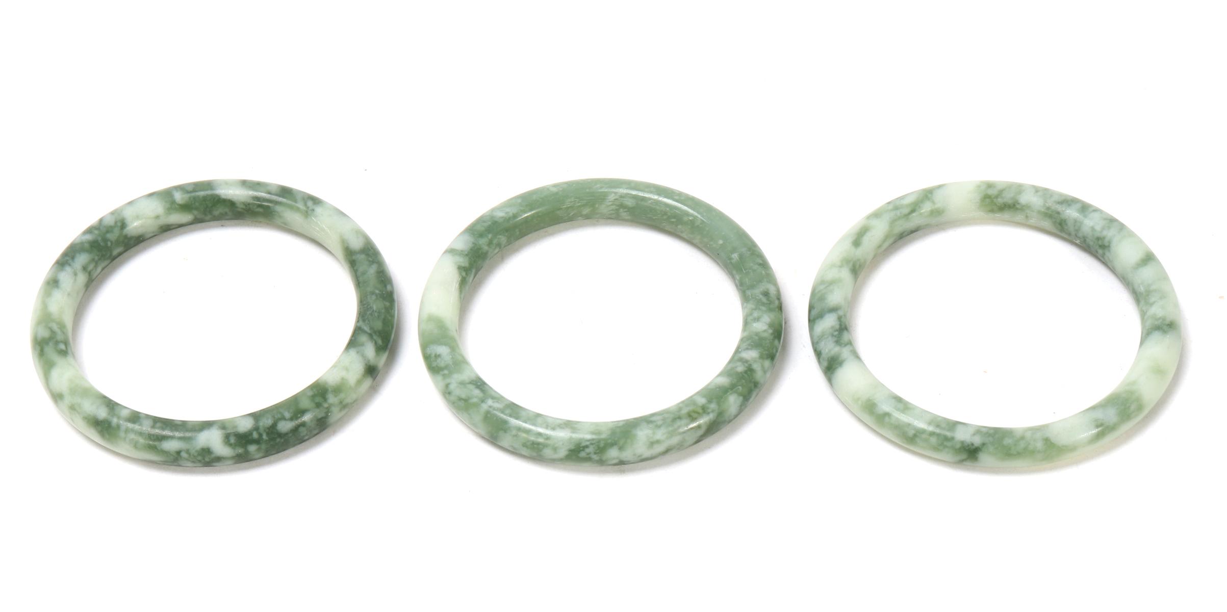 Trio of Chinese Marble Stone Bangles