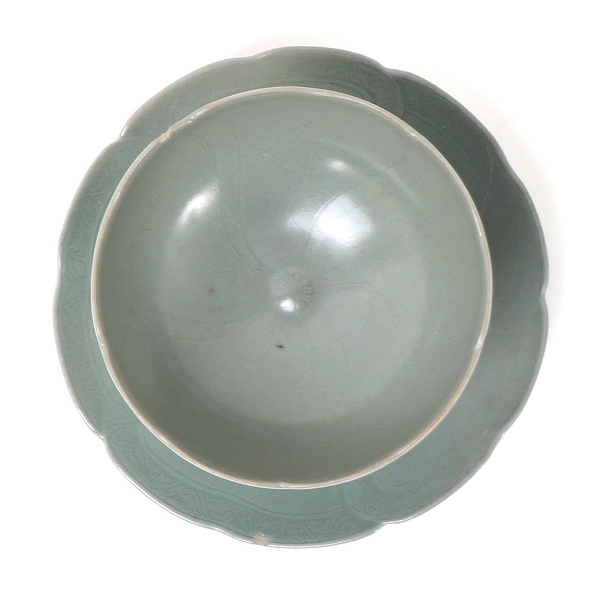 Celadon Crackle Glazed Korean Teacup and Saucer