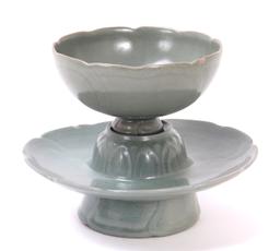 Celadon Crackle Glazed Korean Teacup and Saucer