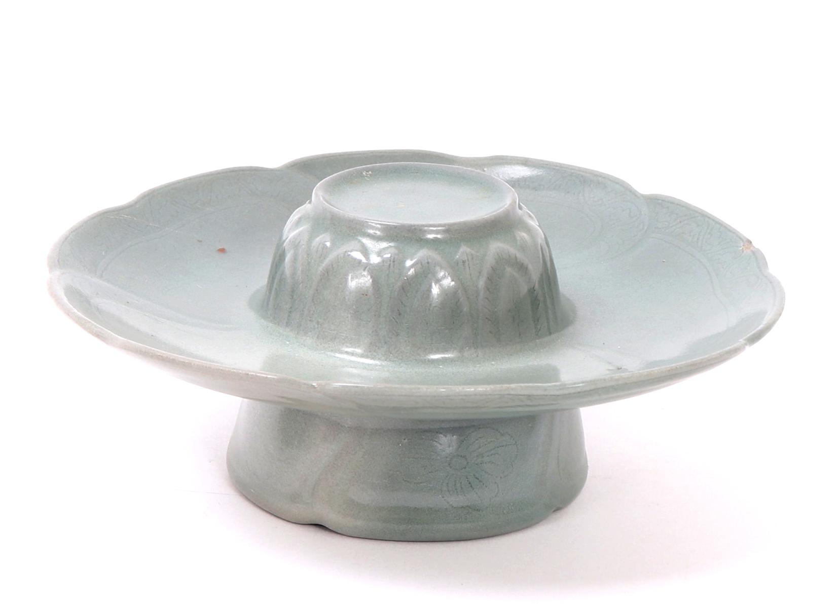 Celadon Crackle Glazed Korean Teacup and Saucer