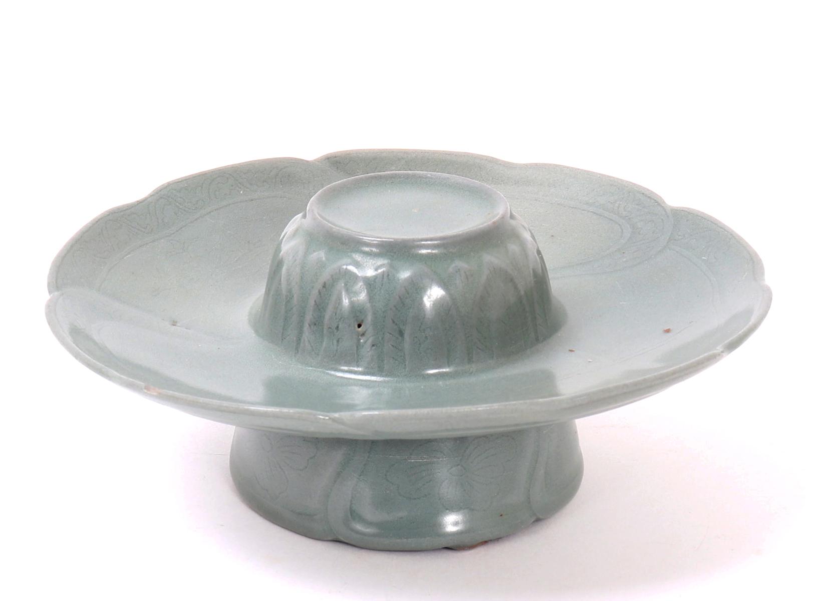 Celadon Crackle Glazed Korean Teacup and Saucer