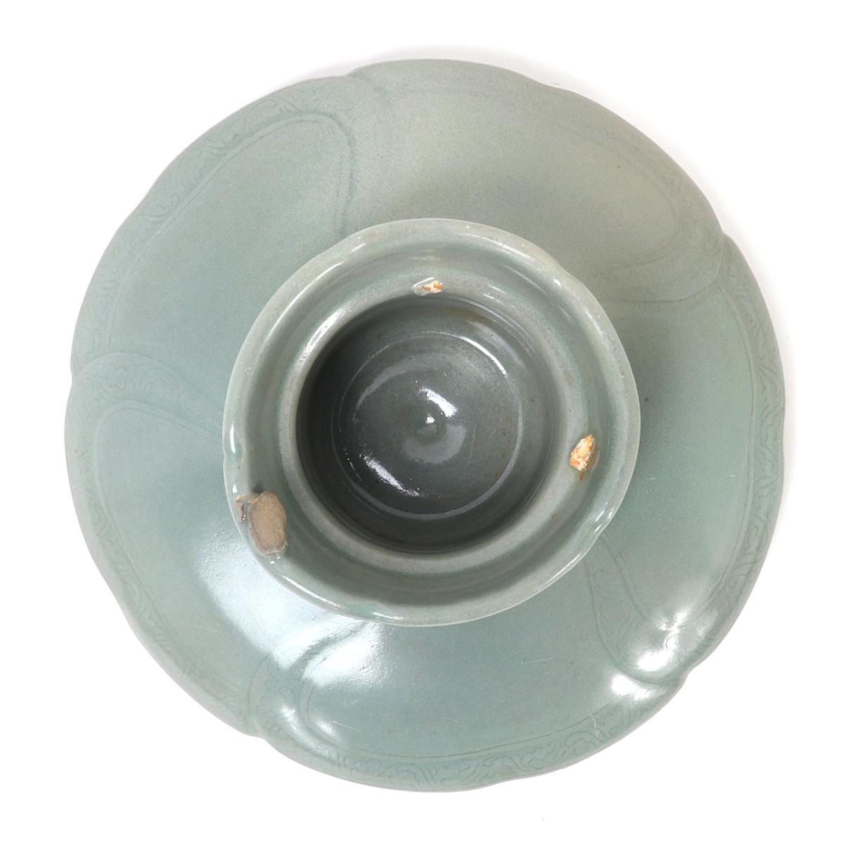 Celadon Crackle Glazed Korean Teacup and Saucer