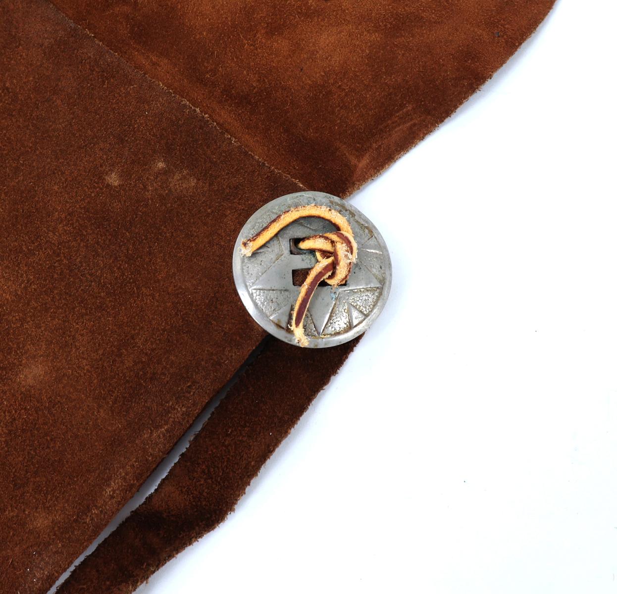 Brown Suede Leather Fringe Bag & Black Powder Horn