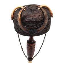 Fine Filipino Hat with Boar Tusks and Chain