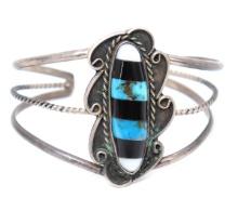 Gorgeous Turquoise, Jet and Shell Bracelet