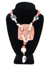 Heavy Coral & Shell Beaded Necklace