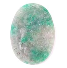 Lovely Marbled White & Green Chinese Jade Style Pendant