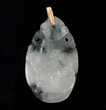 Beautiful Chinese Mottled Jade Style Rabbit Pendant