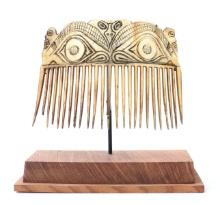 Tiki Face Bone Carved Comb with Stand