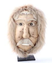 Wonderful Inuit Caribou Hide & Fur Mask w/Stand