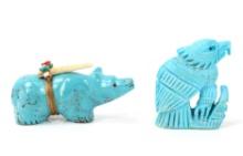 Pair of Turquoise Fetish Animal Carvings