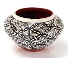 Signed Polychrome Jar with Interlocking Butterfly Design