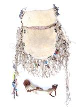 Fine Set Hide Beaded Side Bag w/Powder Horn
